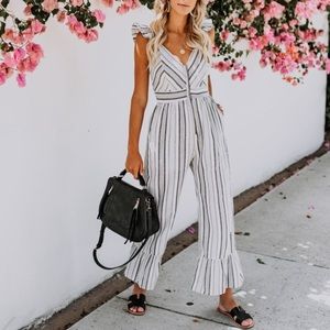 Larkspur Striped Pocketed Jumpsuit Vici Collection